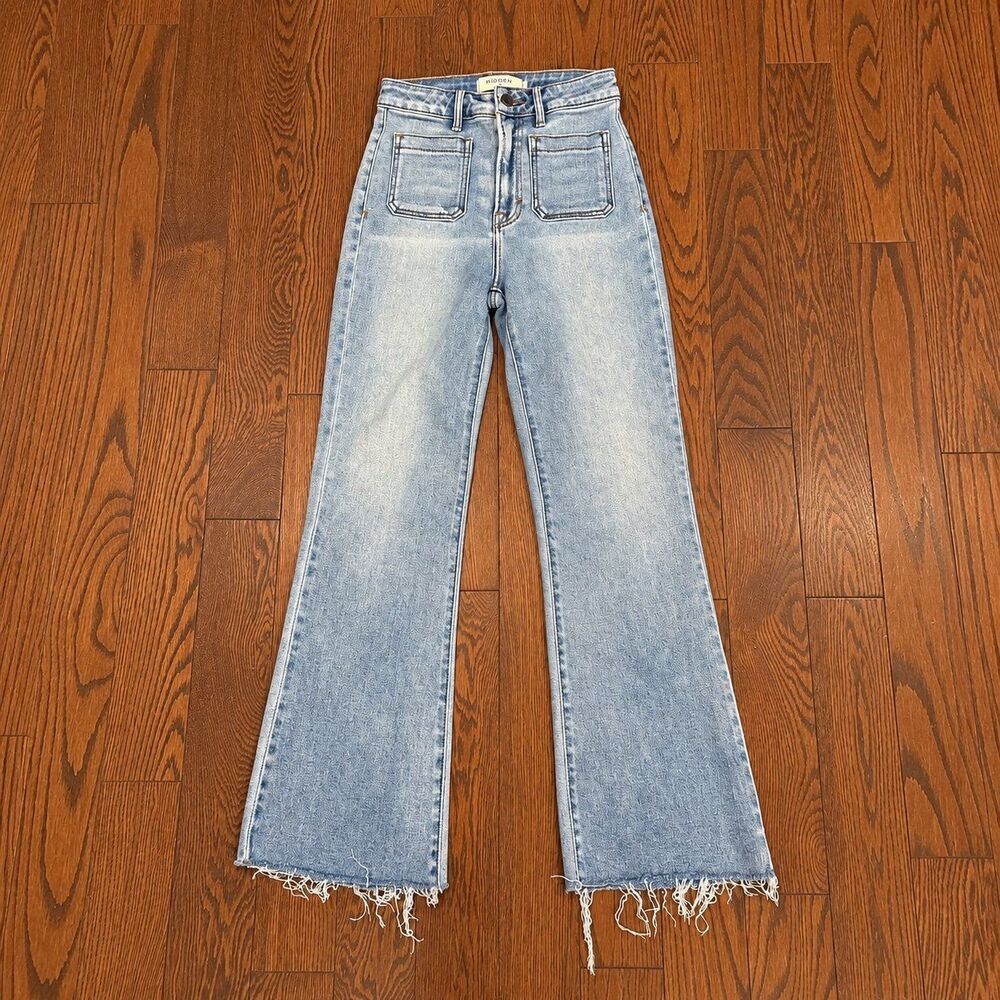 {HIDDEN} light-wash patch-pocket wide-leg jeans, 25